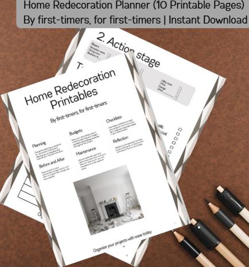 Home Redecoration Planner | Printable Decorating Checklist & Budget ...