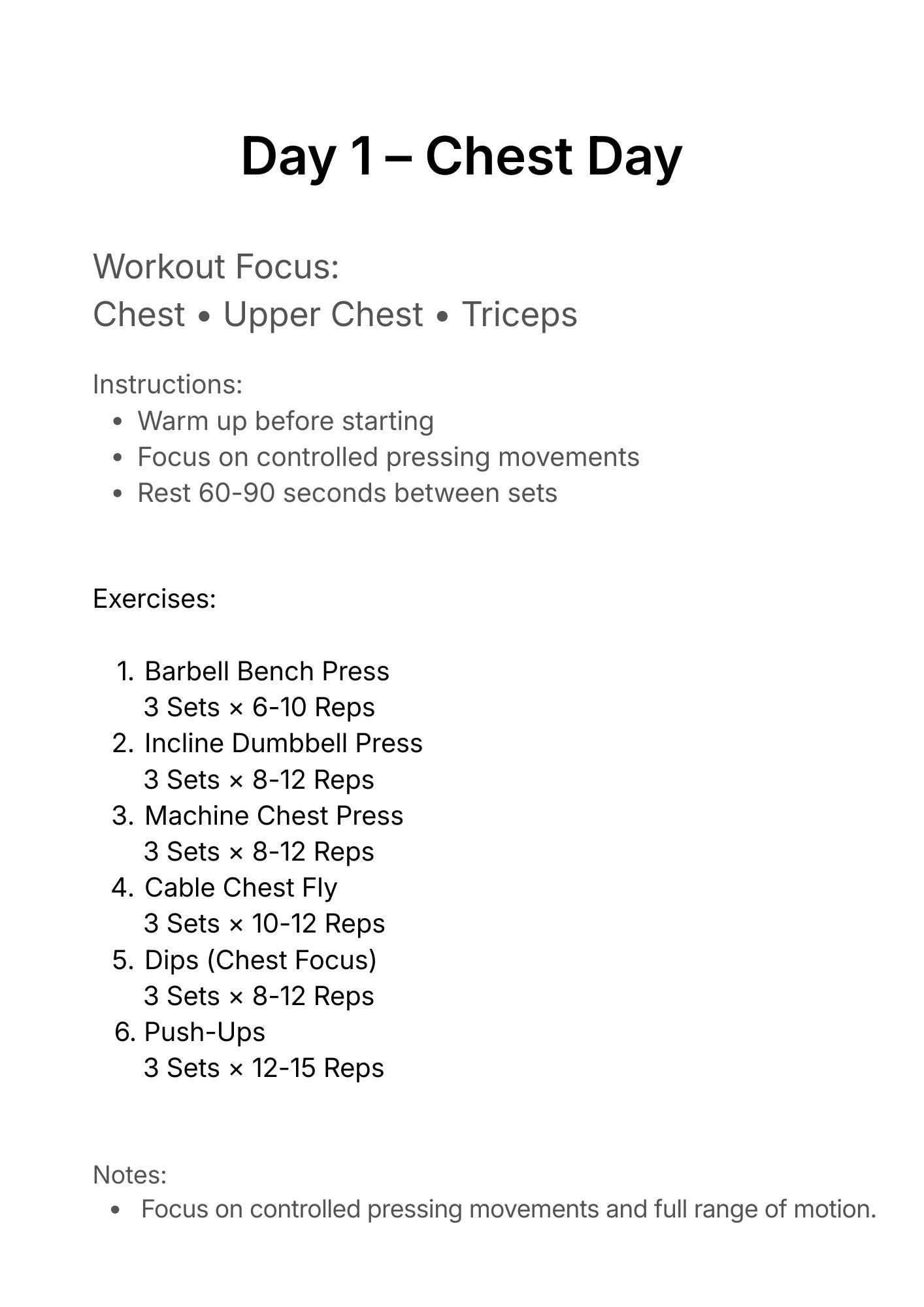 Bodybuilding 5 Day Split Workout Plan | Gym Training Program PDF ...