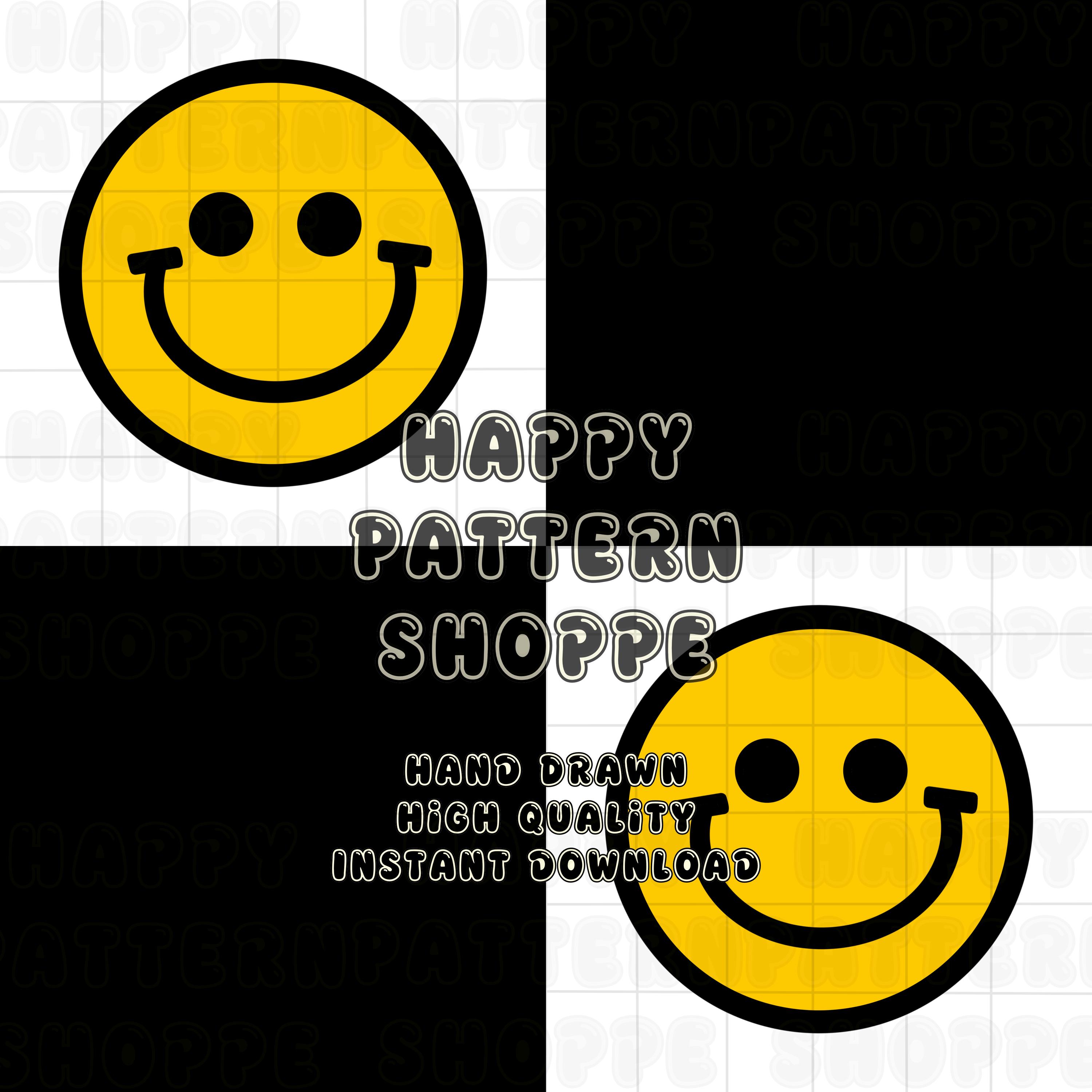 Retro Checkered Smiley Face Seamless Pattern 300 DPI PNG Instant ...