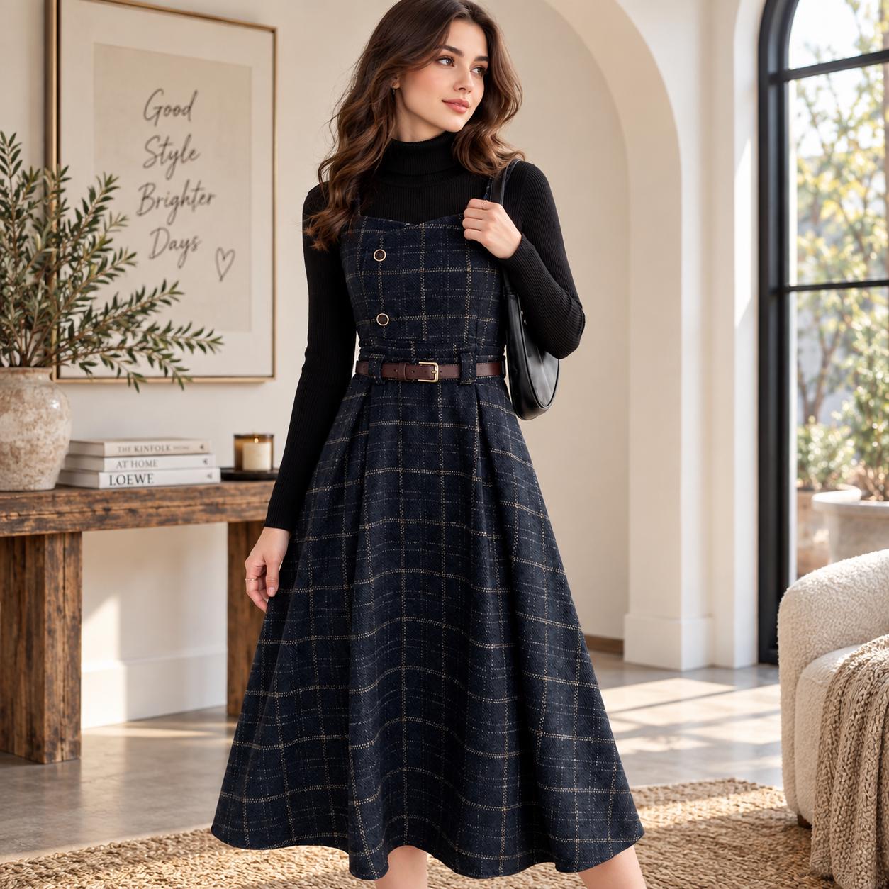 Long Plaid Jumper Dress - Etsy
