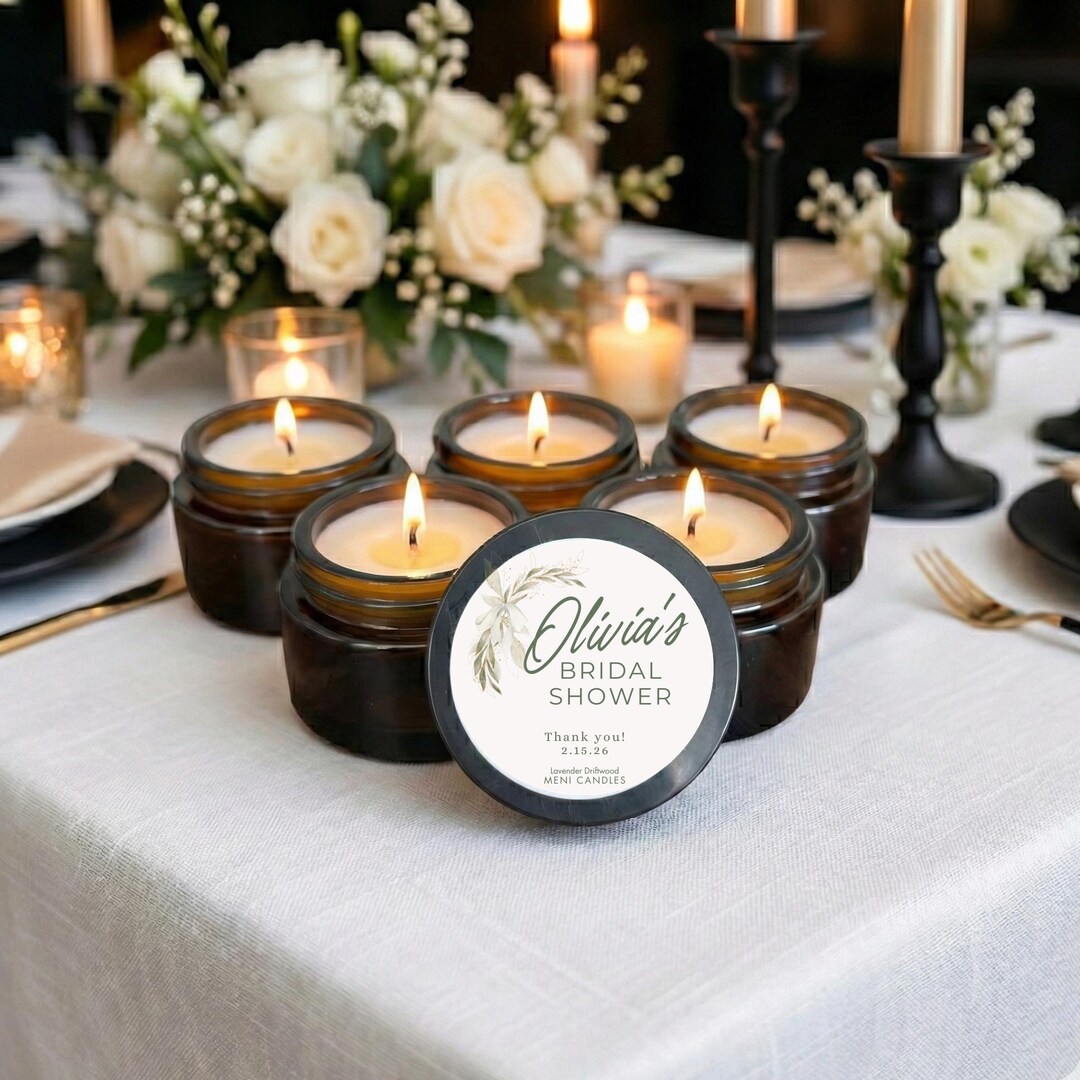 Personalized Bridal Shower Candle Favor, Greenery Wedding Favors, 1 Oz ...