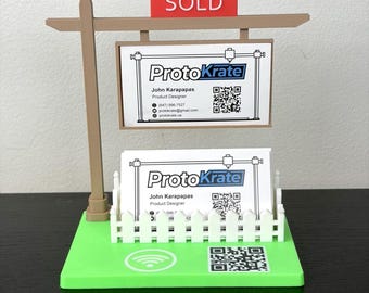 Real Estate Business Card Holder | Realtor Card Display | Picket Fence Desk Accessory