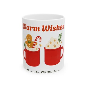 Warm Wishes hot cocoa mugs Mug | Christmas cocoa gingerbread holiday drinkware