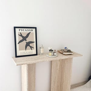 Travertine Pattern Console Table – Modern Entryway & Sofa Table, Minimal Hallway Furniture