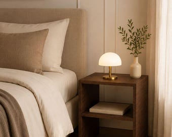 Modern Nightstand with Open Shelf, Minimalist Bedside Table, Small Side Table, Bedroom Storage Cabinet, Handmade Furniture