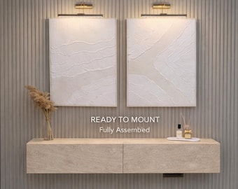 Travertine Floating Console Table with Drawers – Wall Mounted Console, Modern Entryway & Living Room