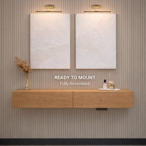 Zwevende eikenhouten consoletafel met lades, wandconsole voor hal en woonkamer