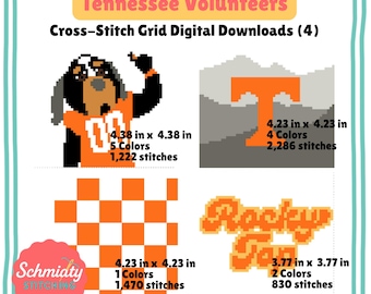 Tennessee Volunteers Cross Stitch/Needlepoint Grid Digital Downloads