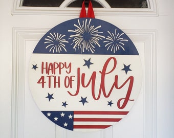 Handmade 4th of July Door Hanger: Patriotic Wood Decor