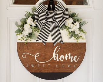 Front Door Decor  Home Sweet Home Year Round Wreath  Door Hanger   Front Door Wreath  Welcome Wreath Hanger  Door Wreath