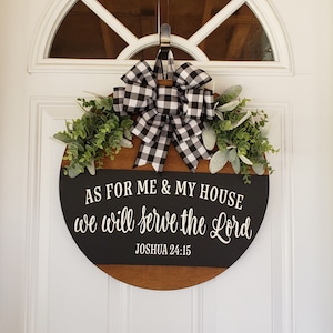 Handmade Farmhouse Door Hanger: &quot;As For Me & My House&quot; Birch Wreath