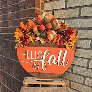 HELLO FALL Door Hanger Hello Fall Front Porch Sign Door Hanger For Fall Hello Hello Fall Sign Fall Door Sign Front Door Decor Welcome