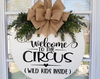 Door Hanger | Welcome To The Circus | Front door decor | Welcome wreath | Circle hanger | Door wreath