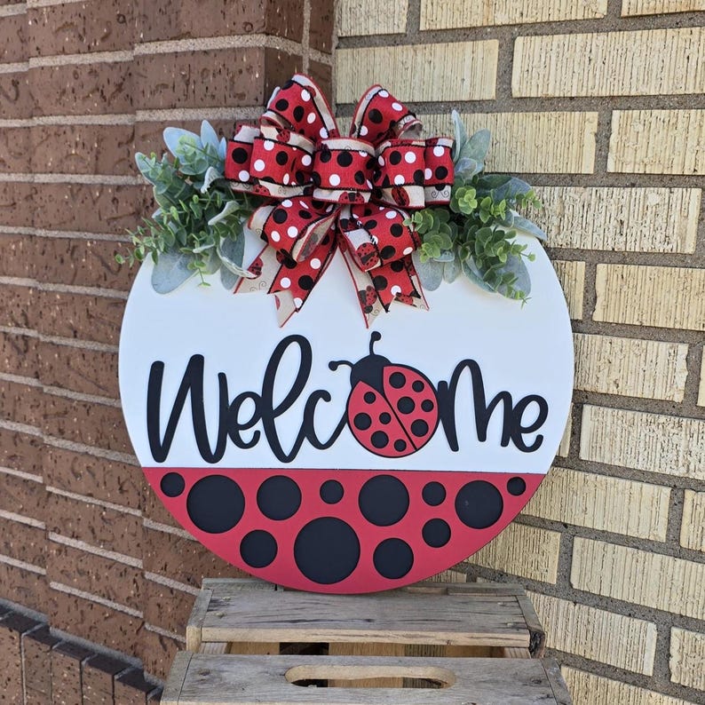 Front Door Decor | Ladybug | Year Round Wreath | Door Hanger | Front Door Wreath | Welcome Wreath | Hanger | Door Wreath | image 7
