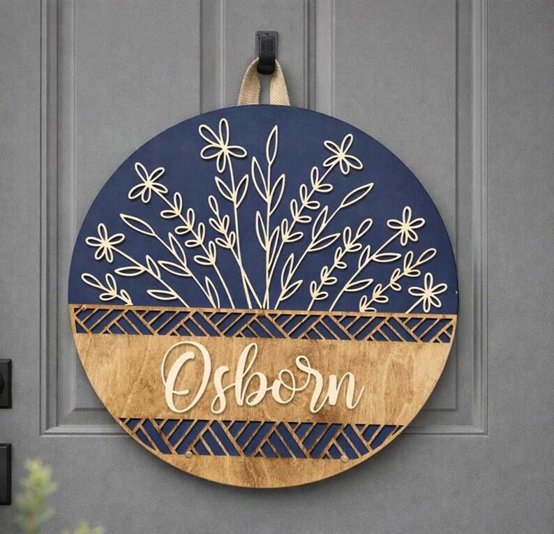 Personalized Welcome Door Hanger | Custom Family Name Sign | Last Name ...