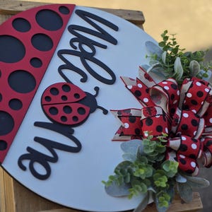 Front Door Decor | Ladybug | Year Round Wreath | Door Hanger | Front Door Wreath | Welcome Wreath | Hanger | Door Wreath | image 3
