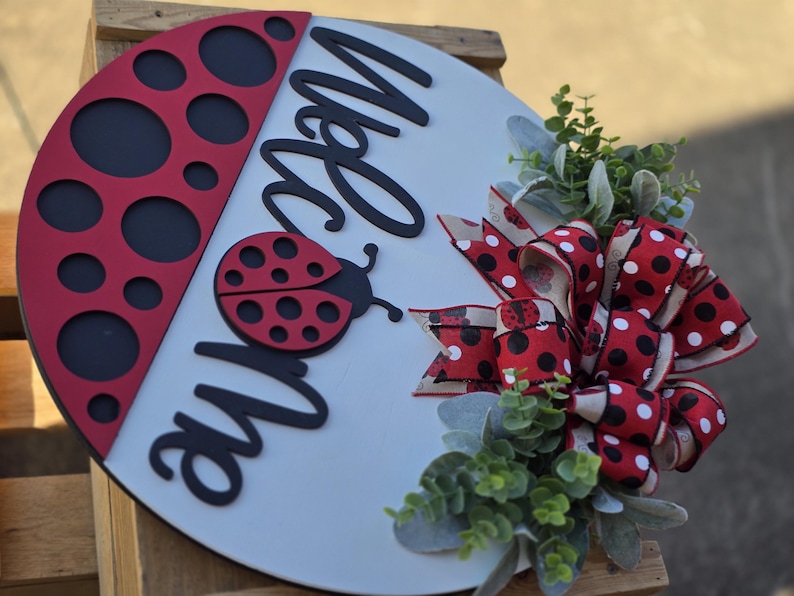 Front Door Decor | Ladybug | Year Round Wreath | Door Hanger | Front Door Wreath | Welcome Wreath | Hanger | Door Wreath | image 8