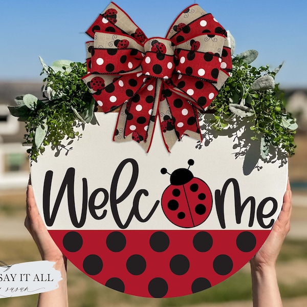 Front Door Decor | Ladybug  | Year Round Wreath | Door Hanger |  Front Door Wreath |  Welcome Wreath | Hanger | Door Wreath |