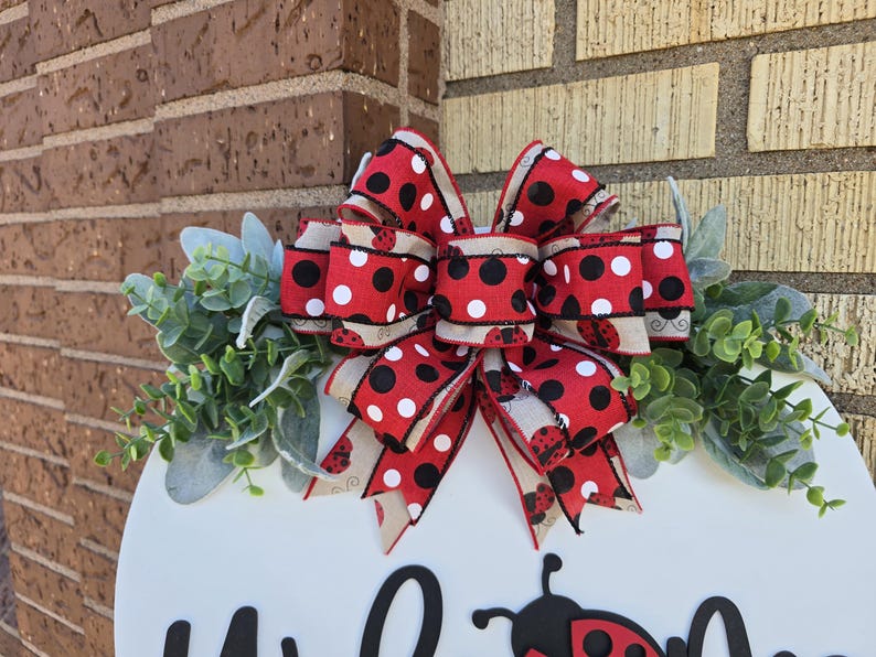 Front Door Decor | Ladybug | Year Round Wreath | Door Hanger | Front Door Wreath | Welcome Wreath | Hanger | Door Wreath | image 6
