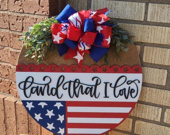 Handmade 4th of July Door Hanger: Patriotic USA Wood Decor