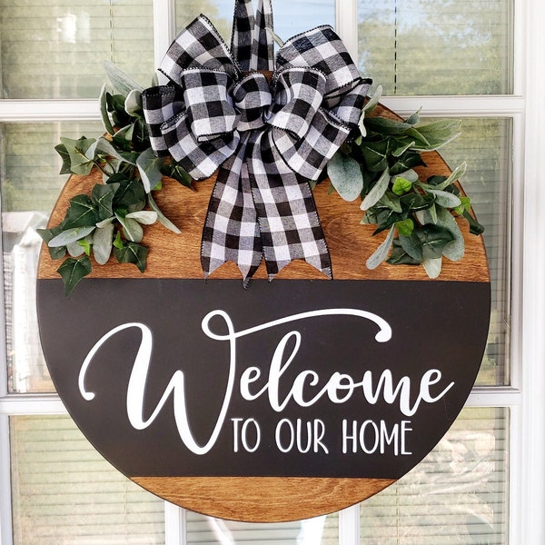 Front Door Decor | Welcome To Our Home | Year Round Wreath | Door Hanger |  Front Door Wreath |  Welcome Wreath | Hanger | Door Wreath |