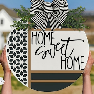 Home Sweet Home Door Hanger: 18&quot; Handmade Wood Welcome Wreath