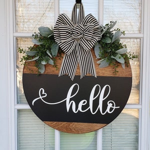 Front Door Decor | Hello | Year Round Wreath | Door Hanger|  Welcome door hanger |  Welcome Wreath | Circle Hanger | Door Wreath |