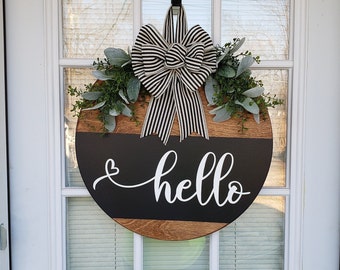 Front Door Decor | Hello | Year Round Wreath | Door Hanger|  Welcome door hanger |  Welcome Wreath | Circle Hanger | Door Wreath |