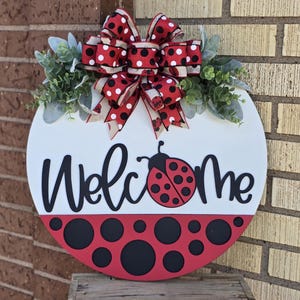 Front Door Decor | Ladybug  | Year Round Wreath | Door Hanger |  Front Door Wreath |  Welcome Wreath | Hanger | Door Wreath |