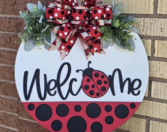 Front Door Decor | Ladybug  | Year Round Wreath | Door Hanger |  Front Door Wreath |  Welcome Wreath | Hanger | Door Wreath |