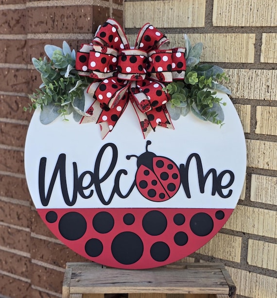 Front Door Decor | Ladybug  | Year Round Wreath | Door Hanger |  Front Door Wreath |  Welcome Wreath | Hanger | Door Wreath |