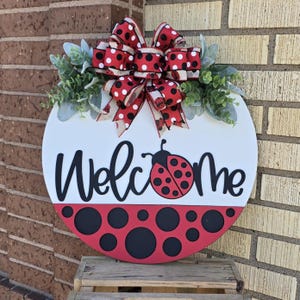 Front Door Decor | Ladybug | Year Round Wreath | Door Hanger | Front Door Wreath | Welcome Wreath | Hanger | Door Wreath | image 9