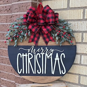 Door Hanger | Merry Christmas | Front Door Decor | Farmhouse |  Welcome door hanger |  Welcome Wreath | Circle Hanger | Door Wreath |