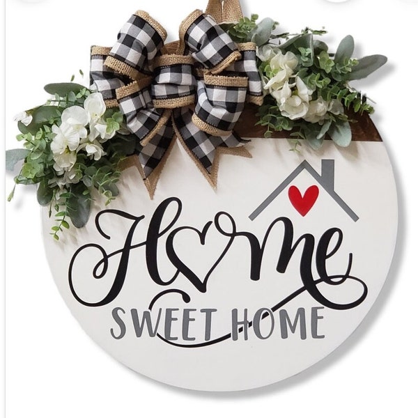 Front Door Decor | Home Sweet Home Heart | Year Round Wreath | Door Hanger |  Front Door Wreath |  Welcome Wreath | Hanger | Door Wreath |