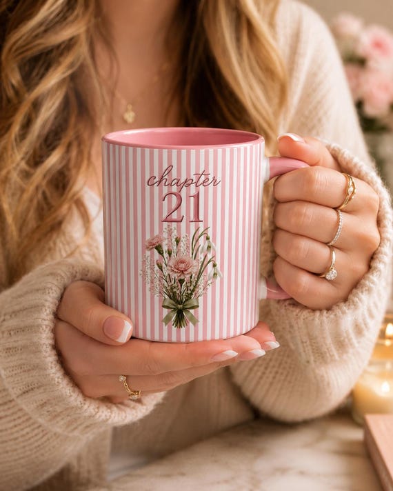CUSTOM 21st Birthday Mug, 21st Birthday Gifts, Birth Flower Mug, Chapter Mug, Turning 21 Gifts, In My 21st Birthday Era, 21st Gifts For Her