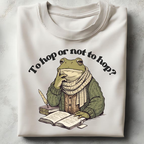 Frog Poetry Design, Cottagecore Frog png Poetcore tshirt Vintage Poetcore Clipart, To be or not to be, Funny Shakespeare Poetcore Aesthetic