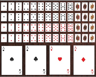 トランプ/ポーカーカード全52枚（ハート、スペード、クラブ、ダイヤ