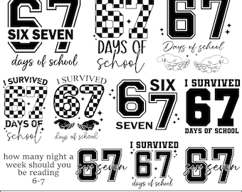 I Survived 67 six seven Days of School svg png, 67 Checkered Svg, School Six Seven, Funny Student PNG,67 Trendy Svg,funny 6 7 Meme hands svg