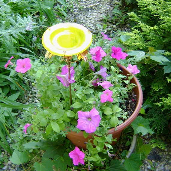 Container Gardening Butterfly Feeder Stained Glass Etsy