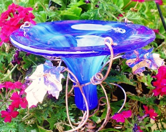 Bird Feeder for HUMMINGBIRDS and ORIOLES... comes in many colors...Copper, Stained Glass, Cobalt Blue, Hummingbird and Oriole Feeder,