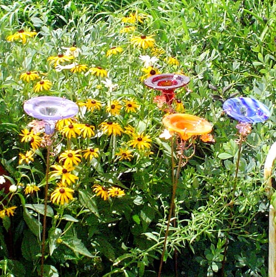 Bird And Butterfly Feeder Stained Glass Copper Garden Etsy