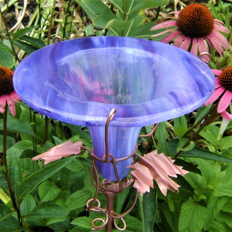 Bird Feeder Hummingbird Stained Glass Copper Lavender Etsy