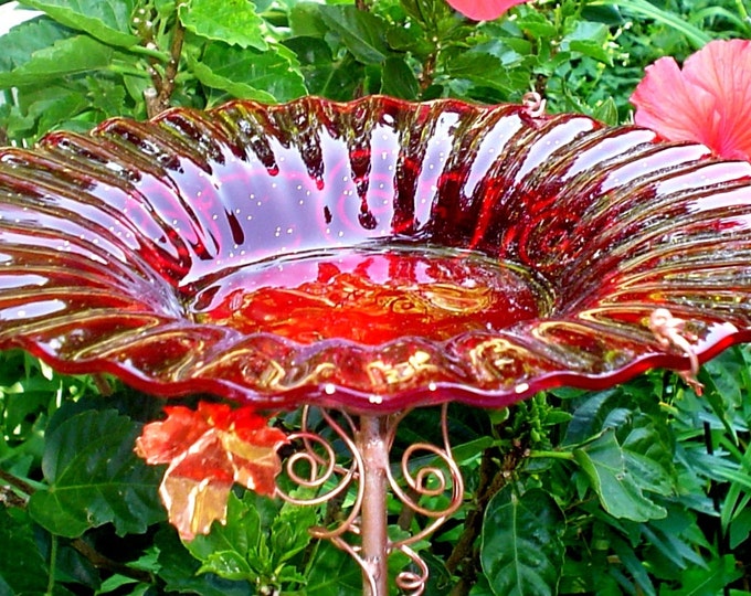 BIRD BATH Stained Glass 40th Wedding Anniversary Gift Etsy