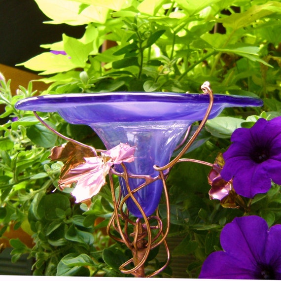 Butterflies Bird And Butterfly Feeder Stained Glass Copper Etsy