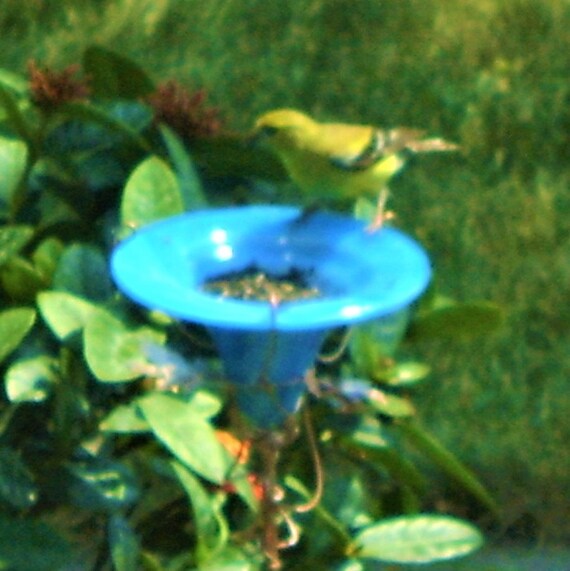 Bird And Butterfly Feeder Stained Glass Copper Garden Etsy