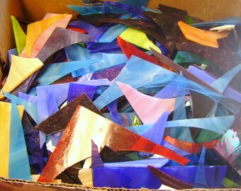 SCRAP stained glass, 15+ lbs., multicolored, for MOSAIC, Mixed COEs, but 99% Spectrum