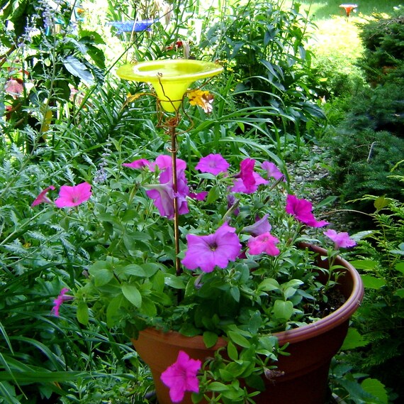 Container Gardening Butterfly Feeder Stained Glass Etsy