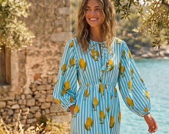 Handgemaakte puur katoenen zomerjurk voor dames, casual mini- en midi-jurk in bohostijl