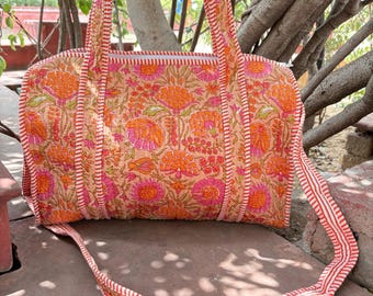 Bolsa de lona acolchada de algodón, bolsas de viaje de fin de semana, equipaje de mano para pasar la noche.