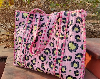 Bolso tote de algodón acolchado estilo bohemio / Bolso de mano con cierre de cremallera / Bolsos de hombro sostenibles